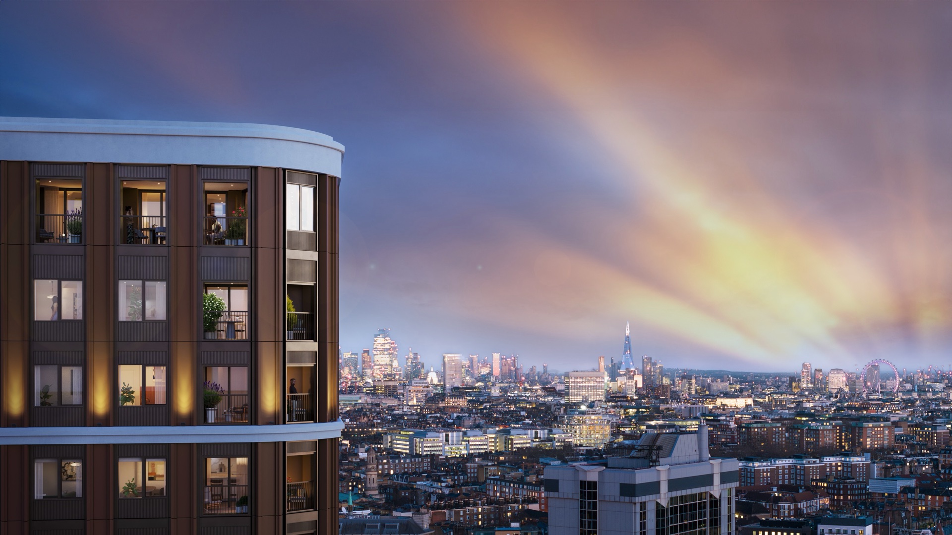Trillium tower above the London skyline at dusk — Berkeley Group